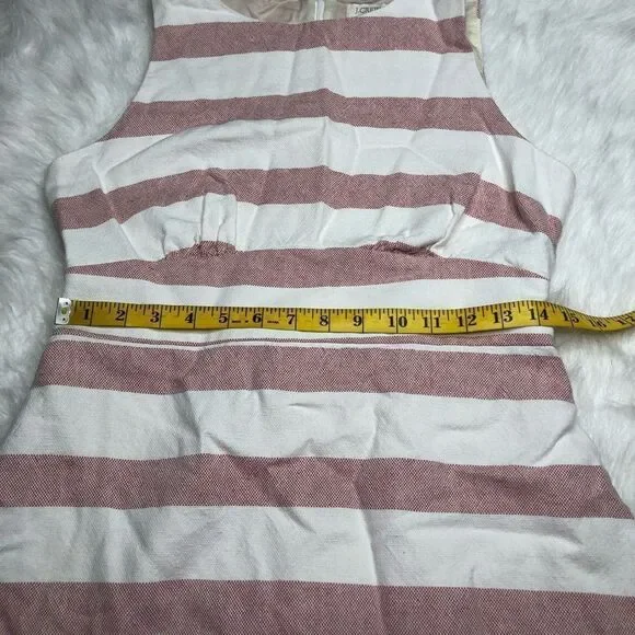 J.Crew Factory Pink White Striped Cotton Linen Sleeveless Sheath Dress Size 8 - Picture 5 of 10